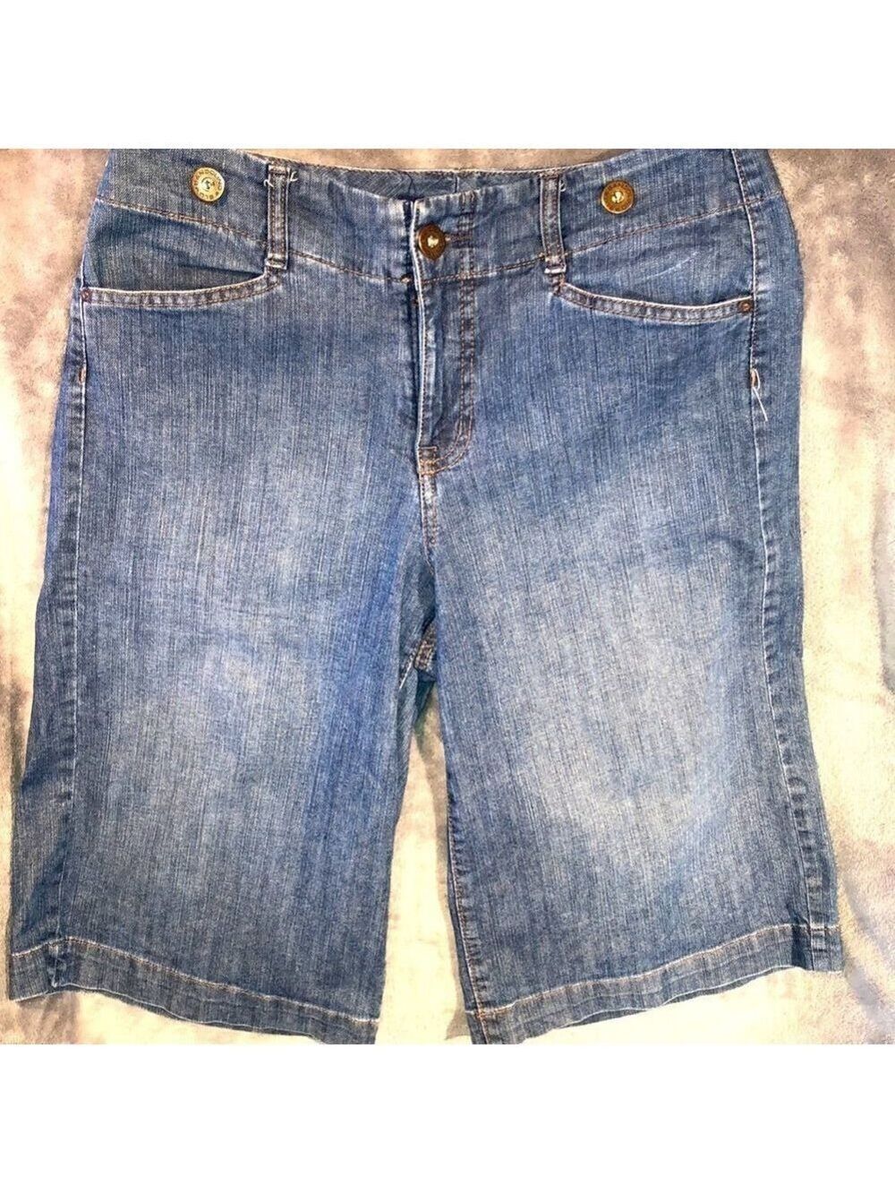 𝅺NWOT Womens Size 10 Bandolinoblu Denim Wide Leg Capris Pants